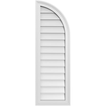 Ekena Millwork Quarter Round Top Right Surface Mount PVC Gable Vent w/ 2"W x 1-1/2"P Brickmould Frame, 14"W x 42"H GVPQR14X4202SN